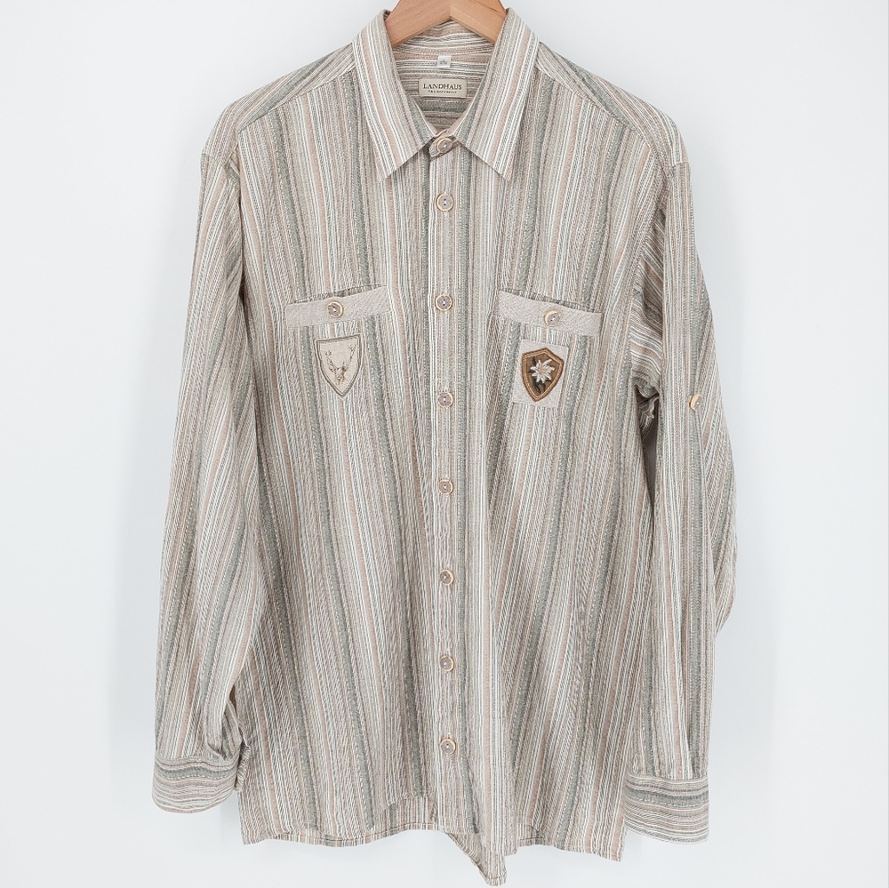 Landhaus C&A Naturally German Striped Cotton Shirt, Sz L